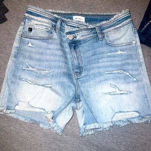 Kancan crossover denim shorts